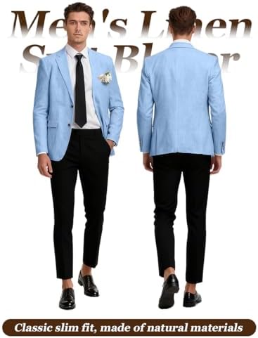 Linen Mens Suit Jacket Retro Blazer Casual Slim Fit Blazers Tux Jackets Wedding Prom Suit Separates Linen Sport Coat for Men