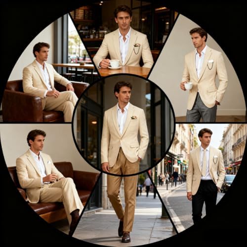 Linen Mens Suit Jacket Retro Blazer Casual Slim Fit Blazers Tux Jackets Wedding Prom Suit Separates Linen Sport Coat for Men
