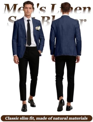 Linen Mens Suit Jacket Retro Blazer Casual Slim Fit Blazers Tux Jackets Wedding Prom Suit Separates Linen Sport Coat for Men