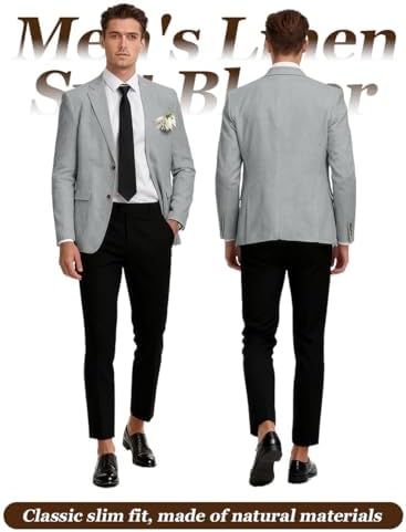 Linen Mens Suit Jacket Retro Blazer Casual Slim Fit Blazers Tux Jackets Wedding Prom Suit Separates Linen Sport Coat for Men