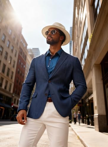 Linen Mens Suit Jacket Retro Blazer Casual Slim Fit Blazers Tux Jackets Wedding Prom Suit Separates Linen Sport Coat for Men