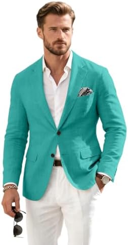 Linen Mens Suit Jacket Retro Blazer Casual Slim Fit Blazers Tux Jackets Wedding Prom Suit Separates Linen Sport Coat for Men