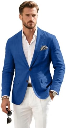 Talla M, Linen Mens Suit Jacket Retro Blazer Casual Slim Fit Blazers Tux Jackets Wedding Prom Suit Separates Linen Sport Coat for Men
