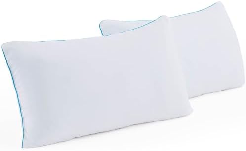Linenspa Two Pack Shredded Gel Memory Foam Pillow  King Size   Cooling Bed Pillow   Soft and Supportive   Side  Stomach  and Back Sleepers   Pack of 2   CertiPur Certified