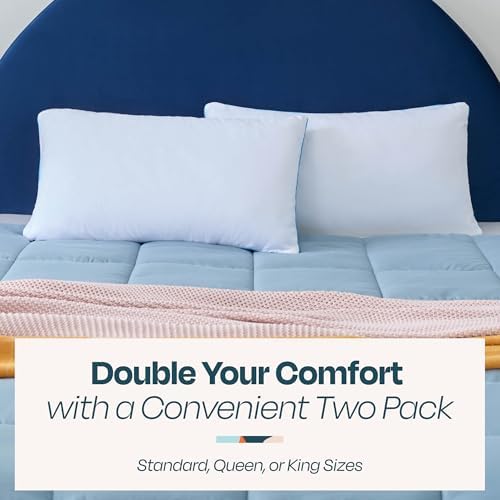 Linenspa Two Pack Shredded Gel Memory Foam Pillow  King Size   Cooling Bed Pillow   Soft and Supportive   Side  Stomach  and Back Sleepers   Pack of 2   CertiPur Certified