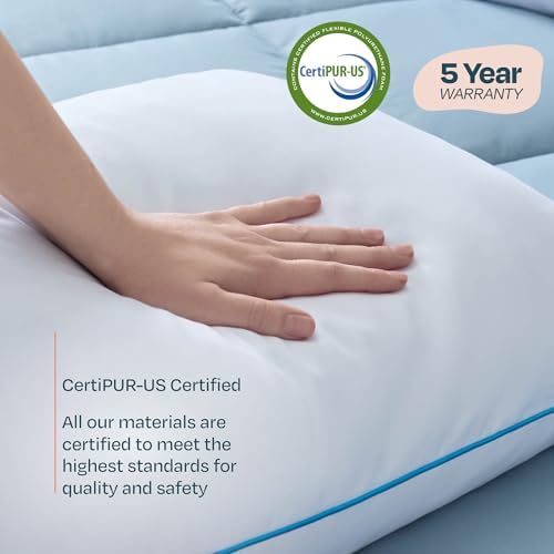 Linenspa Two Pack Shredded Gel Memory Foam Pillow  King Size   Cooling Bed Pillow   Soft and Supportive   Side  Stomach  and Back Sleepers   Pack of 2   CertiPur Certified