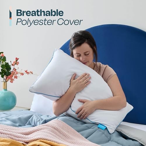 Linenspa Two Pack Shredded Gel Memory Foam Pillow  King Size   Cooling Bed Pillow   Soft and Supportive   Side  Stomach  and Back Sleepers   Pack of 2   CertiPur Certified