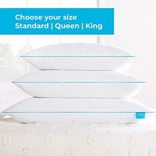 Linenspa Two Pack Shredded Gel Memory Foam Pillow  King Size   Cooling Bed Pillow   Soft and Supportive   Side  Stomach  and Back Sleepers   Pack of 2   CertiPur Certified