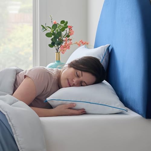 Linenspa Two Pack Shredded Gel Memory Foam Pillow  King Size   Cooling Bed Pillow   Soft and Supportive   Side  Stomach  and Back Sleepers   Pack of 2   CertiPur Certified