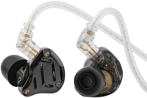 Linsoul KZ ZS10 PRO 2 In Ear Monitor IEM  1DD 4BA Hybrid Wired Earbuds  with 4 Level Tuning Switch  3 Way Crossover Gaming Earbuds  Silver plated IEM Cable for Musician Audiophile  Black  Without Mic 