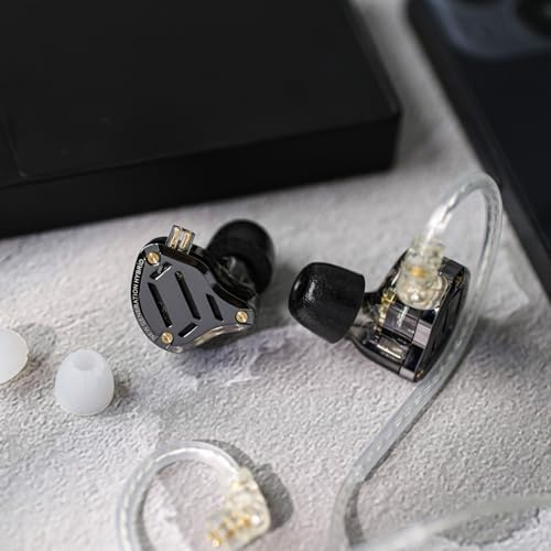 Linsoul KZ ZS10 PRO 2 In Ear Monitor IEM  1DD 4BA Hybrid Wired Earbuds  with 4 Level Tuning Switch  3 Way Crossover Gaming Earbuds  Silver plated IEM Cable for Musician Audiophile  Black  Without Mic 