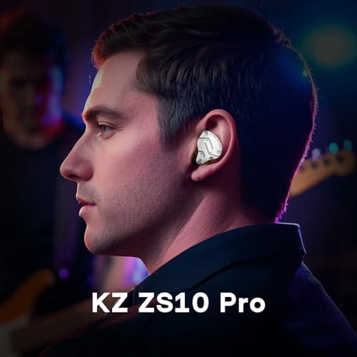 Linsoul KZ ZS10 Pro  4BA 1DD 5 Driver in Ear Monitor  HiFi Wired Earbuds  Gaming Earbuds  Hybrid IEM Earphones with Stainless Steel Faceplate  Detachable Cable for Musician with Mic  Black 