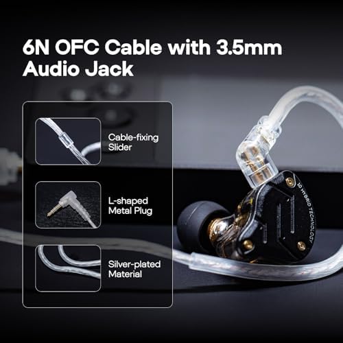 Linsoul KZ ZS10 Pro  4BA 1DD 5 Driver in Ear Monitor  HiFi Wired Earbuds  Gaming Earbuds  Hybrid IEM Earphones with Stainless Steel Faceplate  Detachable Cable for Musician with Mic  Black 