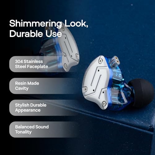 Linsoul KZ ZS10 Pro  4BA 1DD 5 Driver in Ear Monitor  HiFi Wired Earbuds  Gaming Earbuds  Hybrid IEM Earphones with Stainless Steel Faceplate  Detachable Cable for Musician with Mic  Black 