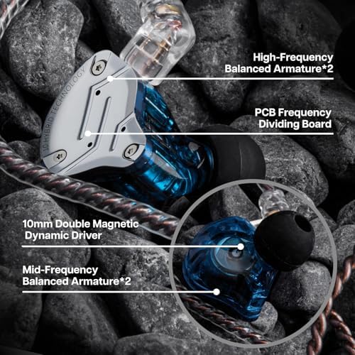 Linsoul KZ ZS10 Pro  4BA 1DD 5 Driver in Ear Monitor  HiFi Wired Earbuds  Gaming Earbuds  Hybrid IEM Earphones with Stainless Steel Faceplate  Detachable Cable for Musician with Mic  Black 