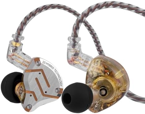 Linsoul KZ ZS10 Pro  4BA 1DD 5 Driver in Ear Monitor  HiFi Wired Earbuds  Gaming Earbuds  Hybrid IEM Earphones with Stainless Steel Faceplate  Detachable Cable for Musician with Mic  Black 