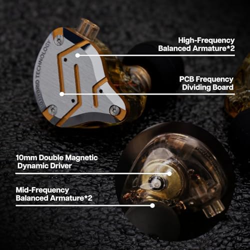 Linsoul KZ ZS10 Pro  4BA 1DD 5 Driver in Ear Monitor  HiFi Wired Earbuds  Gaming Earbuds  Hybrid IEM Earphones with Stainless Steel Faceplate  Detachable Cable for Musician with Mic  Black 