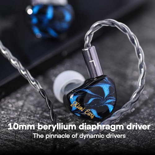 Linsoul Kiwi Ears Cadenza 10mm Beryllium Dynamic Driver IEM 3D Printed with Detachable Interchangeable Plug 0 78 2pin 3 5mm IEM Cable for Musician Audiophile  Blue