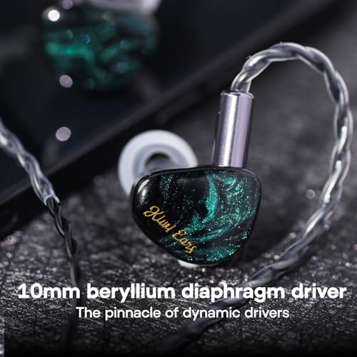 Linsoul Kiwi Ears Cadenza 10mm Beryllium Dynamic Driver IEM 3D Printed with Detachable Interchangeable Plug 0 78 2pin 3 5mm IEM Cable for Musician Audiophile  Green 