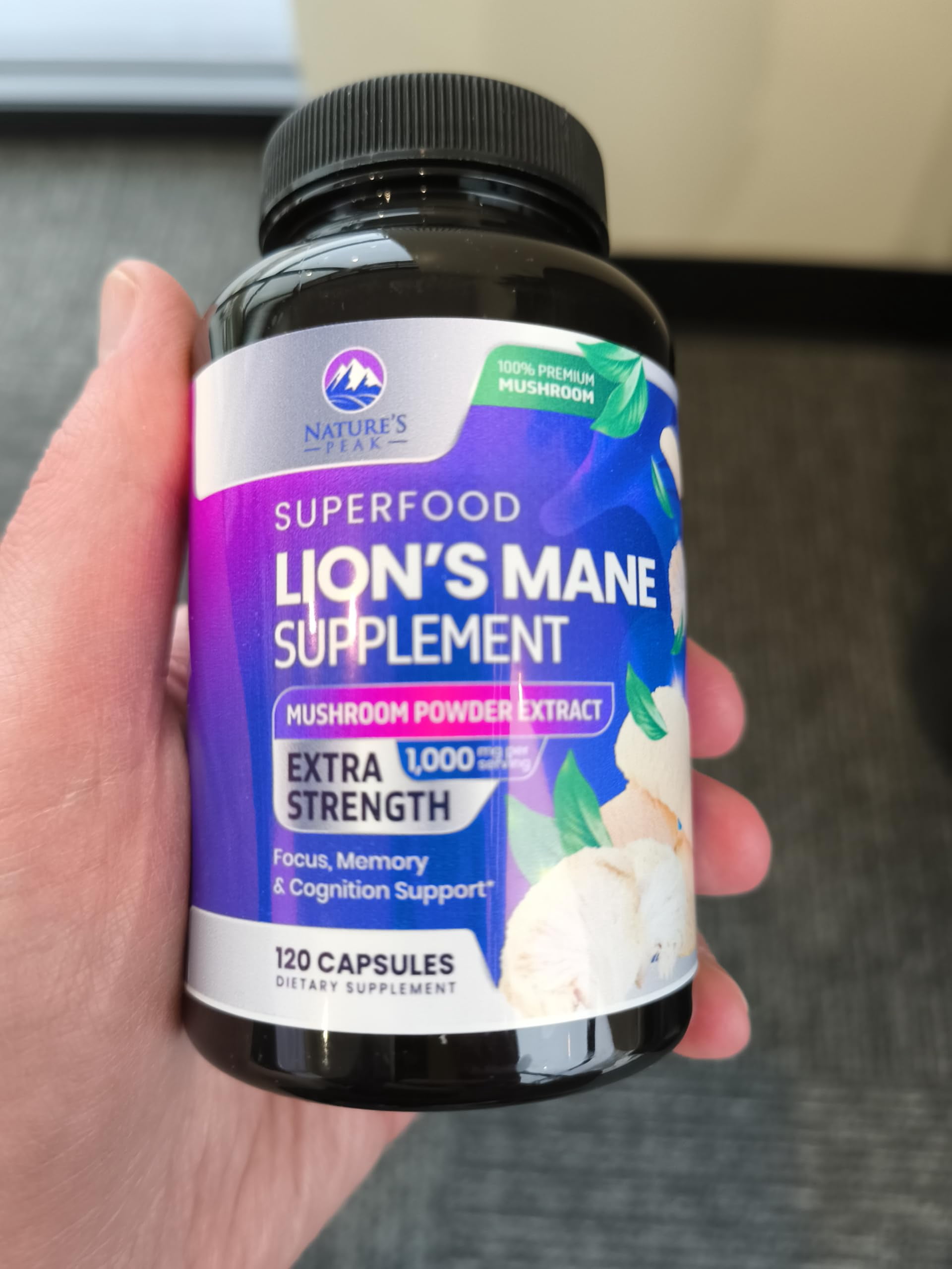 Lions Mane Supplement   Lions Mane 1000mg Per Serving   Extra Strength Lion s Mane Mushroom   Superfood for Natural Memory & Focus Support  Brain  Immune Health Support   USA Bottled   120 Capsules