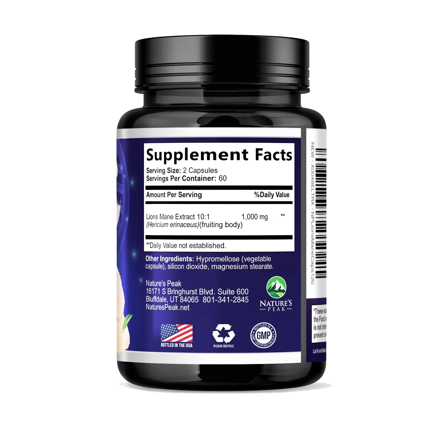Lions Mane Supplement   Lions Mane 1000mg Per Serving   Extra Strength Lion s Mane Mushroom   Superfood for Natural Memory & Focus Support  Brain  Immune Health Support   USA Bottled   120 Capsules