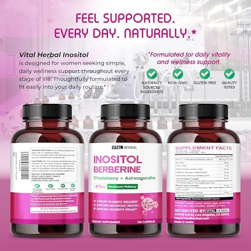 Liposomal Inositol with Berberine  Chasteberry & Ashwagandha   Supports Women s Wellness  Hormone Balance & Metabolism   150 Capsules