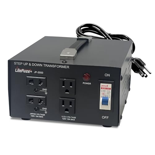 LiteFuze 2000 Watt Japan Voltage Converter Transformer Step Up/Down   100v to 120v / 120v to 100v Japanese Power Converter   Fully Grounded Cord CE Certified