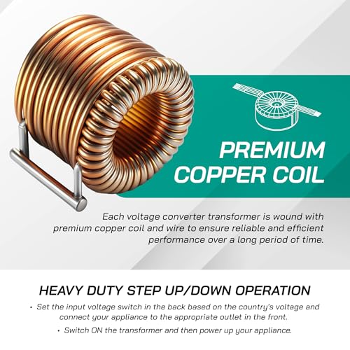 LiteFuze 2000 Watt Japan Voltage Converter Transformer Step Up/Down   100v to 120v / 120v to 100v Japanese Power Converter   Fully Grounded Cord CE Certified