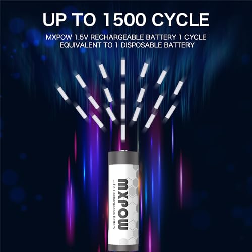 Lithium Batteries AA 8 Pack with Charger  3400mWh High Power Lithium 1 5V Rechargeable Li ion Batteries AA 1400  Cycles  LCD Charger 8Pack 3400mWh