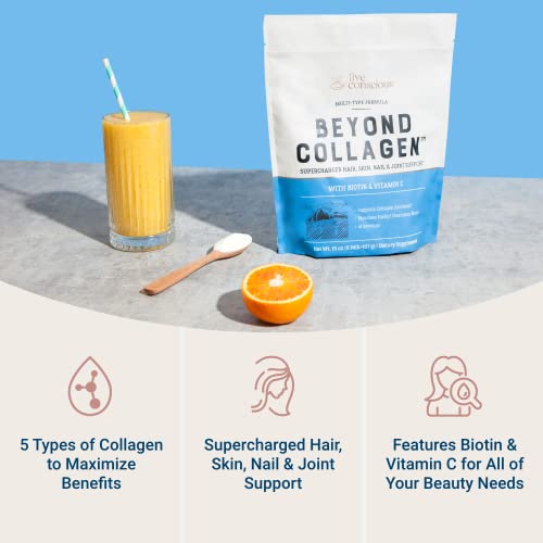 Live Conscious Beyond Collagen Multi Collagen Powder   Types I  II  III  V & X   Keto Friendly  Hydrolyzed Blend with Biotin & Vitamin C  2 Pack
