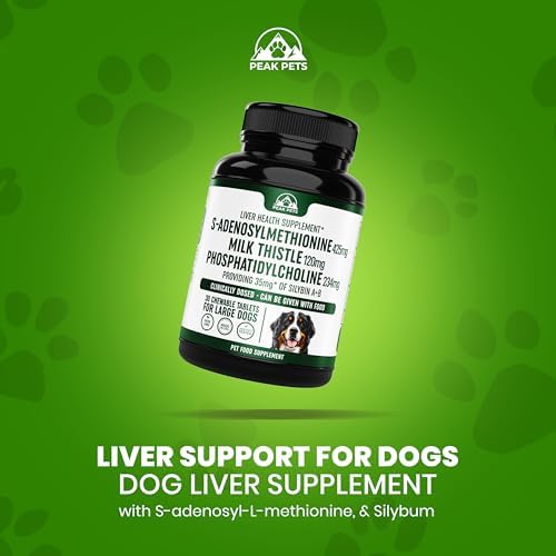 Liver Support for Dogs  30 Count  Dog Liver Supplement with S adenosyl L methionine  SAM e   & Silybum  Milk Thistle  Supplement for Large Dog  Third Party Tested & Non GMO   30 Chewable Tablets