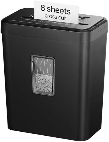 Locksworth 8 Sheet Paper Shredder  4 23 Gallon Cross Cut Shredder for Home Office  P 4 High Security Shredders for Credit Card Staple Clip  Portable Handle Design