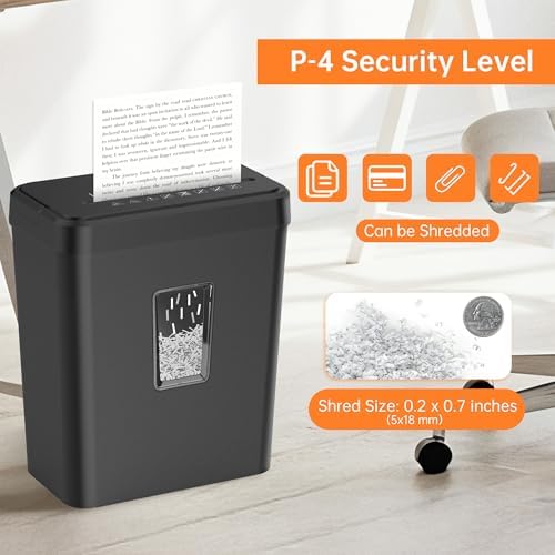 Locksworth 8 Sheet Paper Shredder  4 23 Gallon Cross Cut Shredder for Home Office  P 4 High Security Shredders for Credit Card Staple Clip  Portable Handle Design