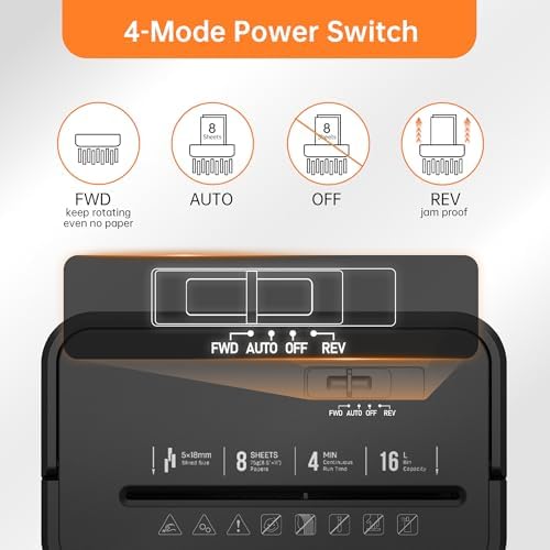 Locksworth 8 Sheet Paper Shredder  4 23 Gallon Cross Cut Shredder for Home Office  P 4 High Security Shredders for Credit Card Staple Clip  Portable Handle Design