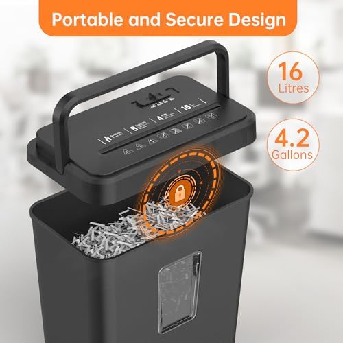 Locksworth 8 Sheet Paper Shredder  4 23 Gallon Cross Cut Shredder for Home Office  P 4 High Security Shredders for Credit Card Staple Clip  Portable Handle Design