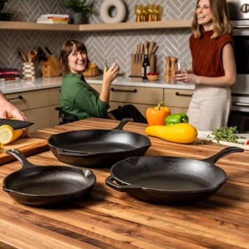 Lodge Chef Collection 3pc Set  8   10  & 12 Skillet 