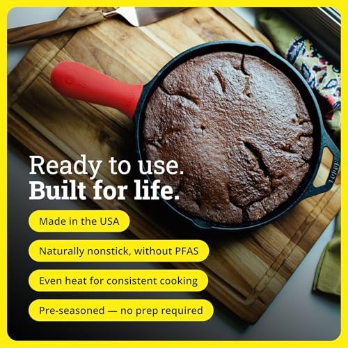 Lodge Seasoned Cast Iron Skillet 12 Inches   Quality Frying Pan for the Stove  Oven  Grill & Campfire   Includes Silicone Hot Handle Holder   Non Toxic  Nonstick & Long Lasting