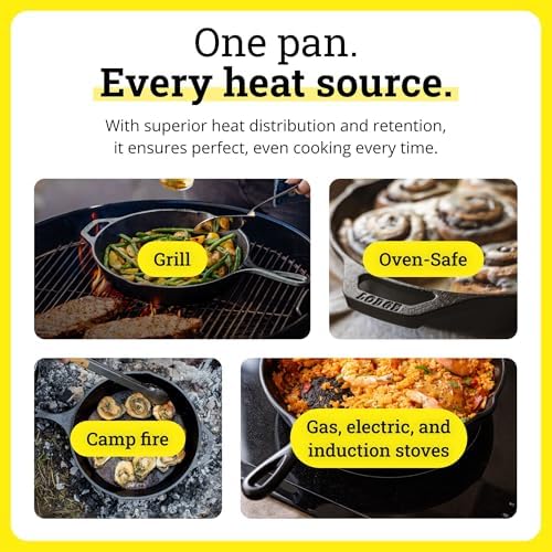 Lodge Seasoned Cast Iron Skillet 12 Inches   Quality Frying Pan for the Stove  Oven  Grill & Campfire   Includes Silicone Hot Handle Holder   Non Toxic  Nonstick & Long Lasting