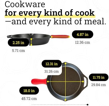 Lodge Seasoned Cast Iron Skillet 12 Inches   Quality Frying Pan for the Stove  Oven  Grill & Campfire   Includes Silicone Hot Handle Holder   Non Toxic  Nonstick & Long Lasting