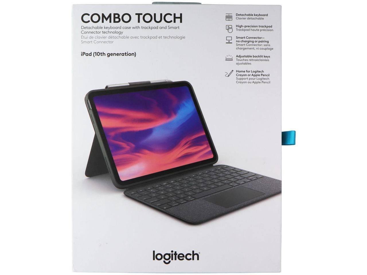 Logitech Combo Touch  Detachable iPad Keyboard Case  10th gen and A16  with Large Precision Trackpad  Full Size Backlit Keyboard  and Smart Connector Technology  Oxford Gray