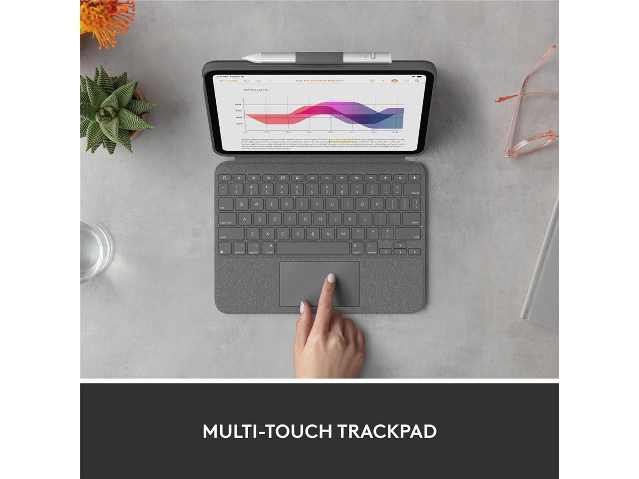 Logitech Combo Touch  Detachable iPad Keyboard Case  10th gen and A16  with Large Precision Trackpad  Full Size Backlit Keyboard  and Smart Connector Technology  Oxford Gray