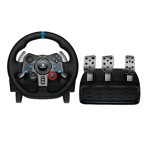 Logitech G29 Driving Force Racing Wheel and Floor Pedals  Real Force Feedback  Stainless Steel Paddle Shifters  Leather Steering Wheel Cover for PS5  PS4  PC  Mac   Black