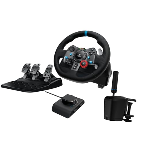 Logitech G29 Driving Force Racing Wheel and Floor Pedals  Real Force Feedback  Stainless Steel Paddle Shifters  Leather Steering Wheel Cover for PS5  PS4  PC  Mac   Black