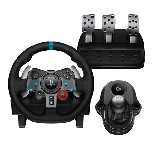 Logitech G29 Driving Force Racing Wheel and Pedals  Force Feedback  Real Leather   Logitech G Driving Force Shifter   For PS5  PS4 and PC  Mac   Black
