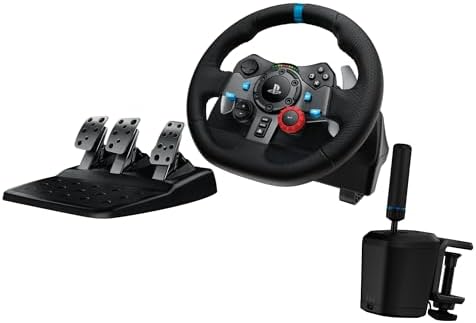 Logitech G29 Driving Force Racing Wheel and Floor Pedals  Real Force Feedback  Stainless Steel Paddle Shifters  Leather Steering Wheel Cover for PS5  PS4  PC  Mac   Black
