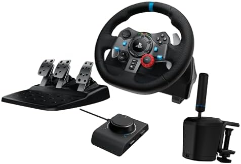 Logitech G29 Driving Force Racing Wheel and Floor Pedals  Real Force Feedback  Stainless Steel Paddle Shifters  Leather Steering Wheel Cover for PS5  PS4  PC  Mac   Black