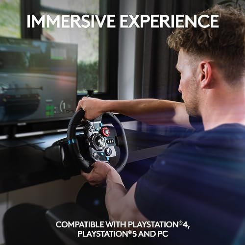 Logitech G29 Driving Force Racing Wheel and Floor Pedals  Real Force Feedback  Stainless Steel Paddle Shifters  Leather Steering Wheel Cover for PS5  PS4  PC  Mac   Black