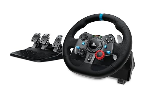 Logitech G29 Driving Force Racing Wheel and Floor Pedals  Real Force Feedback  Stainless Steel Paddle Shifters  Leather Steering Wheel Cover for PS5  PS4  PC  Mac   Black