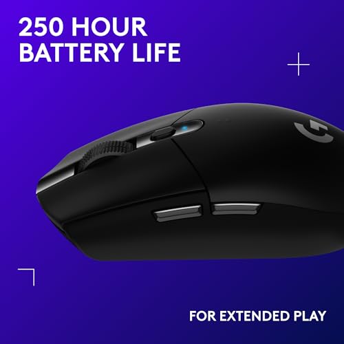 Logitech G305 LIGHTSPEED Wireless Gaming Mouse  Hero 12K Sensor  12 000 DPI  Lightweight  6 Programmable Buttons  250h Battery Life  On Board Memory  PC/Mac   Black