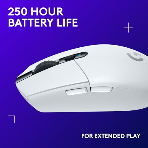 Logitech G305 LIGHTSPEED Wireless Gaming Mouse  Hero 12K Sensor  12 000 DPI  Lightweight  6 Programmable Buttons  250h Battery Life  On Board Memory  PC/Mac   White